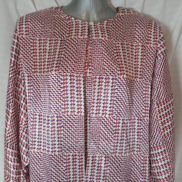 Vintage Blouse Shirt Highland Queen Made Hong Kong Tartan Red Blue Size 16 XL - Picture 4 of 14